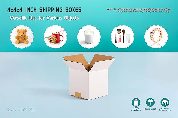 4x4x4 inch Small Shipping Boxes, Gifts Wrapping, 25 Pack - Image 2