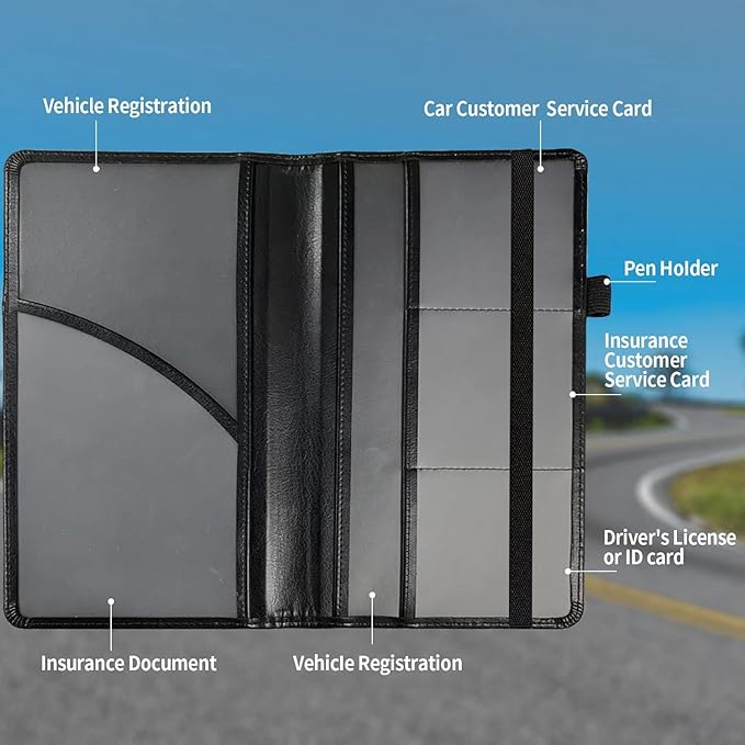 Car Registration and Insurance Holder, Leather Car Glove Box Organizer - Image 3