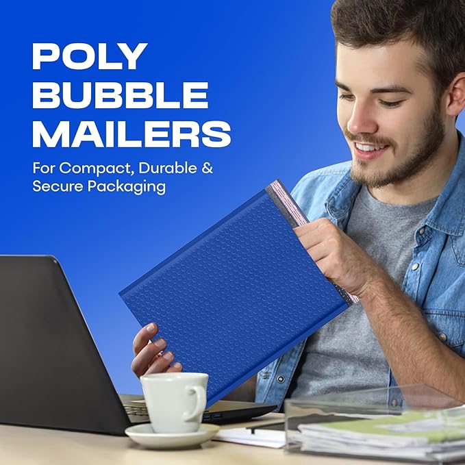 Royal Blue 10x13 Inch Poly Bubble Mailers |Self Seal Padded Envelopes - Image 3