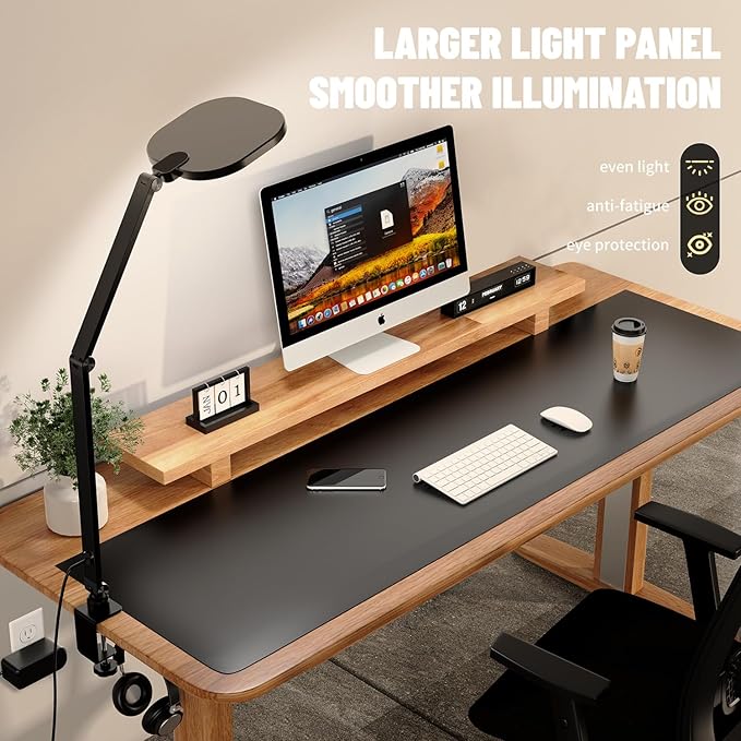 2 Packs Led Desk Lamps for Home Office, 1200LM Dimmable Clamp-on Desktop Light - Image 5