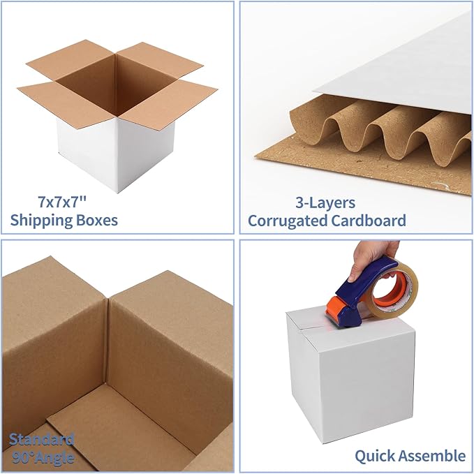 Hoikwo 7x7x7 Shipping Boxes Set of 25 - Image 3