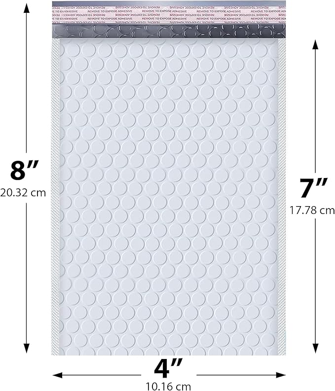 White Small Bubble Mailers 4x8 Inch #000 | Thick Padded Poly Bubble Mailer - Image 2