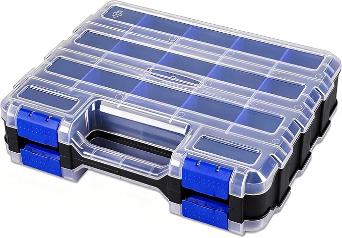 Small Parts Storage Case Tools Box Organizer Double Side 34 Compartments by AIDY-PRO