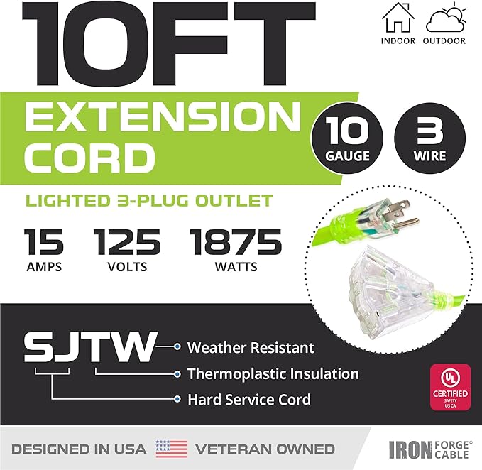 Iron Forge Cable 10 Gauge Extension Cord 10 ft - Image 2