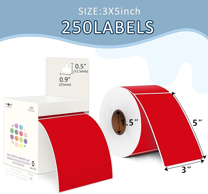 PARLAIM 3 X 5 Inch 4Rolls/1000 Per Roll Rectangle Inventory Color Coding Labels - Image 2
