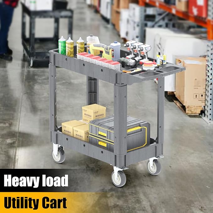 Utility Rolling Tool Cart, 40 x 17-Inch Plastic Rolling Carts, Huge Storage - Image 2