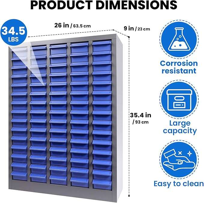 75 Drawer Heavy Duty Parts Cabinet, 2mm Steel Frame & ABS Drawers - Image 2