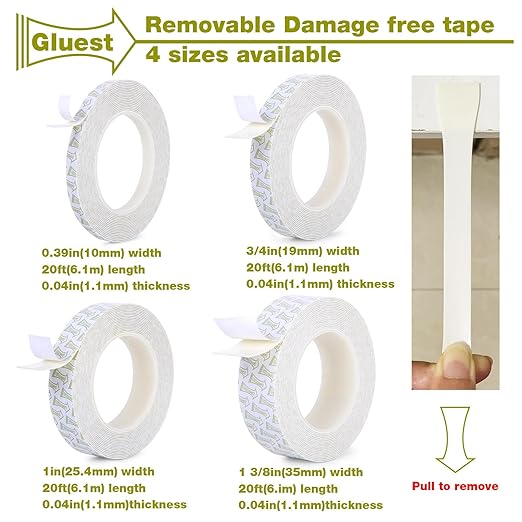 Removable Double Sided Tape for Walls, 1IN x 20FT Heavy Duty Mounting Tape - Image 2