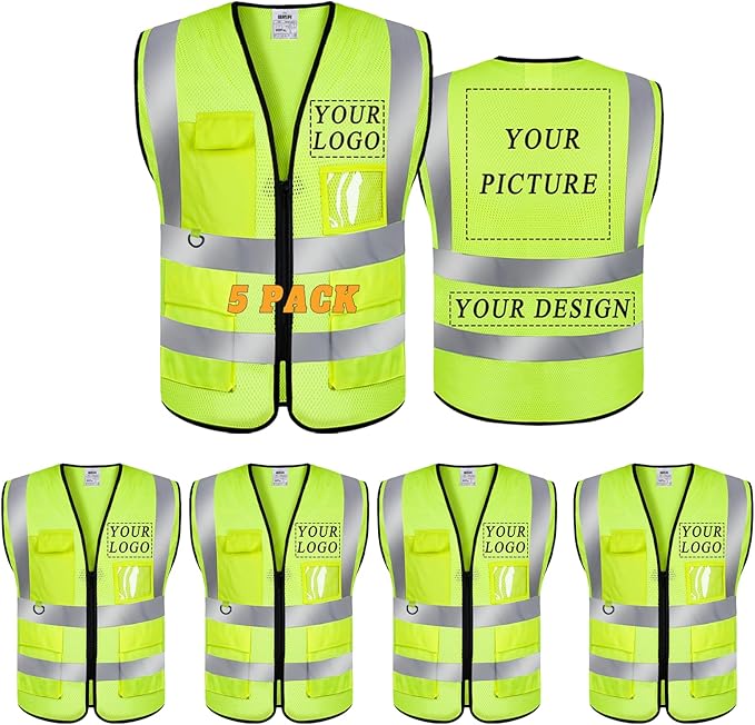BeautyWill Custom Safety Vest Logo Class 2 High Visibility Reflevtive Vest by BeautyWill