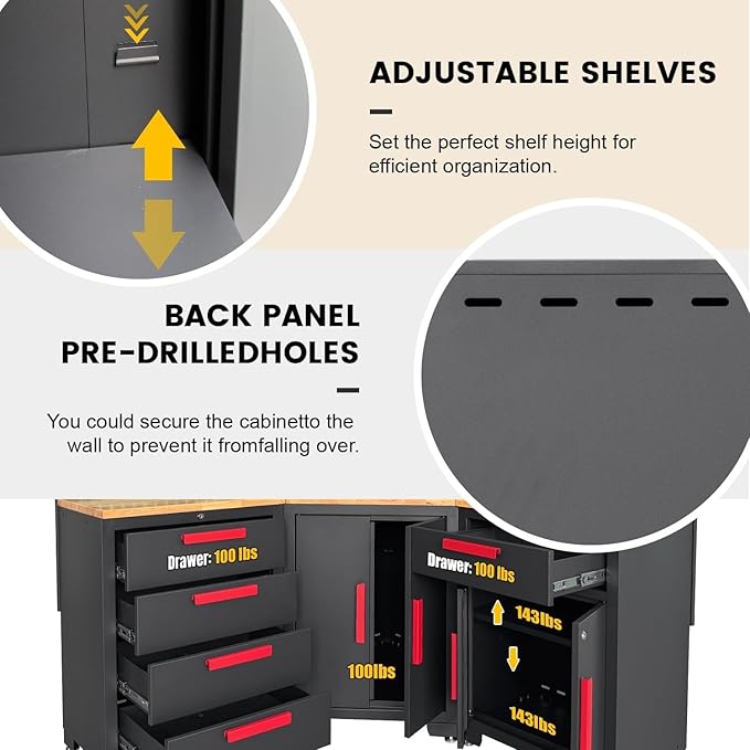 16PCS Corner Garage Storage Cabinet System - Image 5