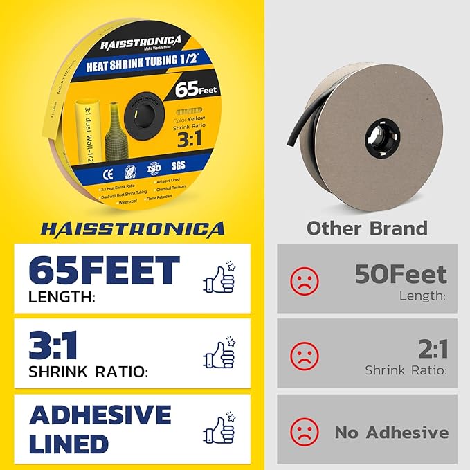 haisstronica 3:1 Heat Shrink Tubing, Shrink Ratio Adhesive Lined Marine Grade - Image 2
