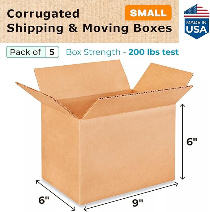 Small Moving & Shipping Boxes 9 x 6 x 6 inches - Image 2