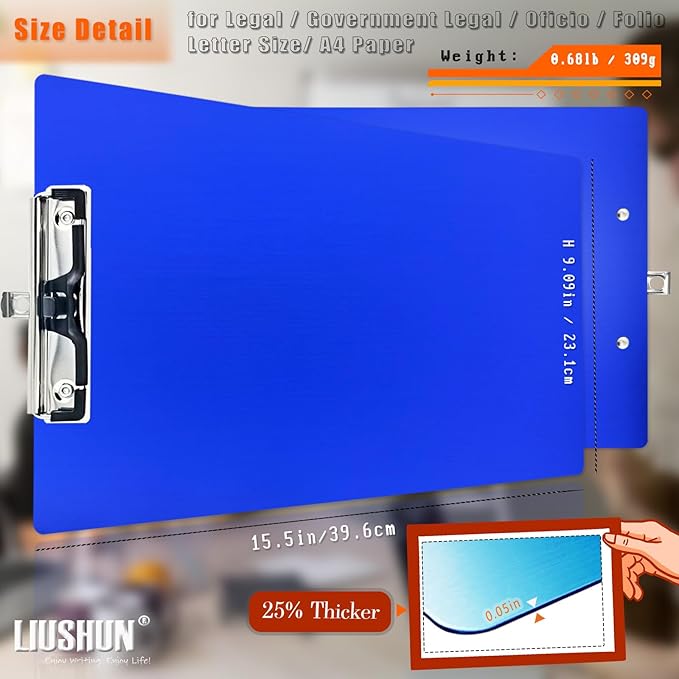 Legal Aluminum Clipboard Metal w/Stainless Hangable Pen Holder Writing Low - Image 6