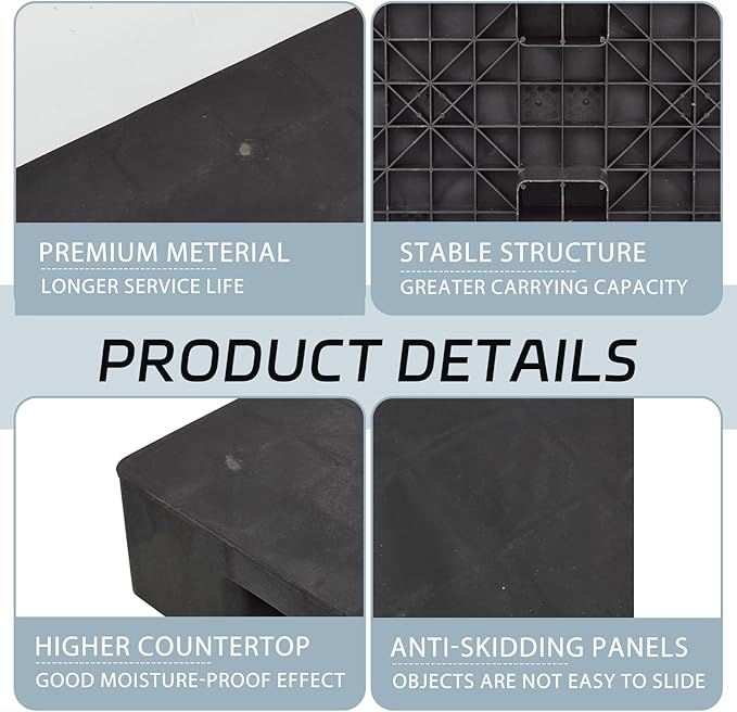 4 Pcs Plastic Pallet for Basement Storage Easy Stack Lightweight Floor Pallet - Image 3
