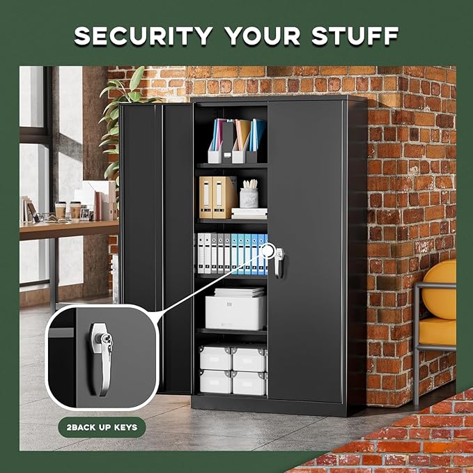 Greenvelly Metal Cabinet with Lock, Locking Cabinet - Image 8