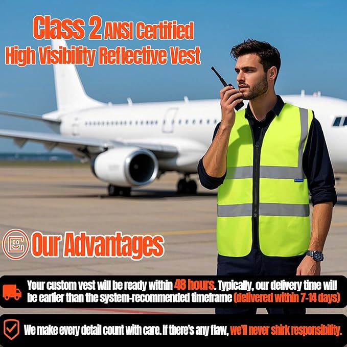 BeautyWill Custom Safety Vest Customized Logo Class 2 High Visibility - Image 7