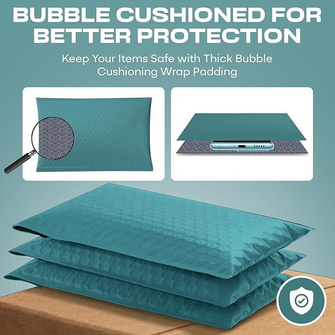 Green Large Poly Bubble Mailers 12x15 inch | Self Seal Padded Envelopes - Image 5