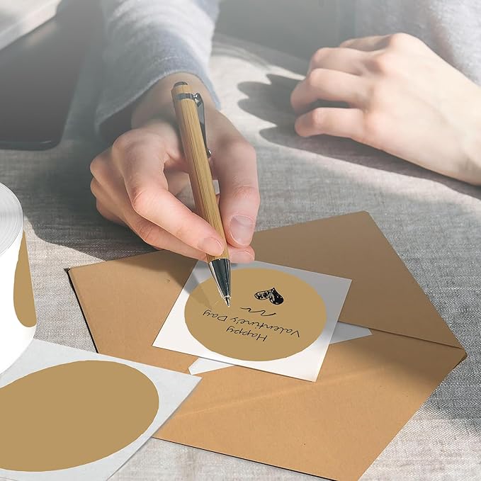 2 Inch Brown Round Thermal Labels, 600 Labels/Roll, Self-Adhesive Circle - Image 5