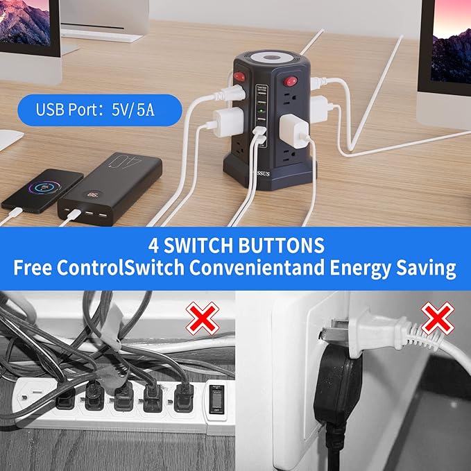 Surge Protector Power Strip Tower - Image 5