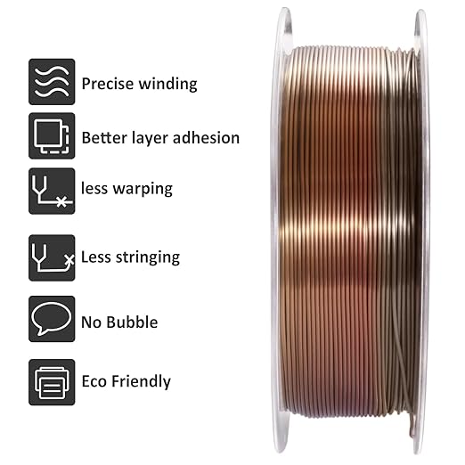 Geeetech Metal-Like Shiny Silk Bronze Rainbow 3D Printer PLA Filament, Shine - Image 4