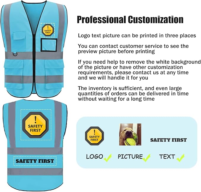BeautyWill Custom Safety Vest Logo Class 2 High Visibility Reflevtive Vest - Image 2