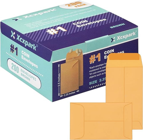 200PCS #1 Coin Envelopes 2.25x3.5 inches Brown Kraft Envelopes Classic Small by Xxcxpark