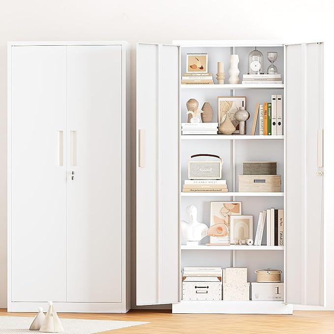 Greenvelly Metal Storage Cabinet, Lockable Steel Cabinets - Image 2