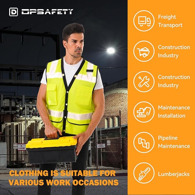 Reflective Safety vest With back plan pocket, High visibility Class 2 Heavy - Image 4