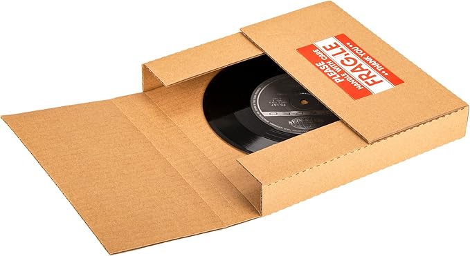 50 Pack 7" 45 RPM Vinyl Record Mailers, 7.5"L x 7.5"W x 1.1"H Kraft Corrugated - Image 3