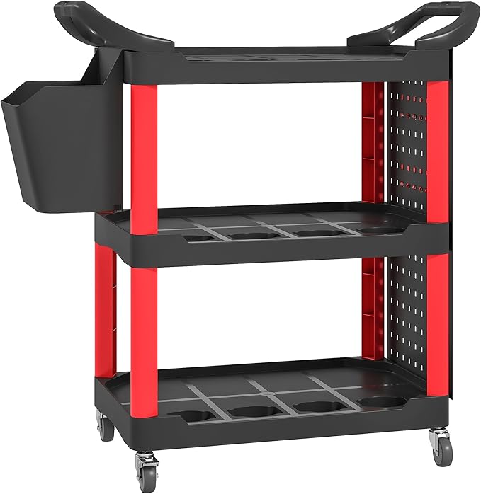HOMCOM 3 Tier Utility Cart on Wheels, Rolling Tool Storage by HOMCOM