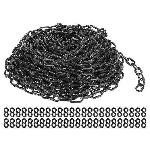 PATIKIL Plastic Chain Links, 100 Foot Safety Barrier Chain Black by PATIKIL