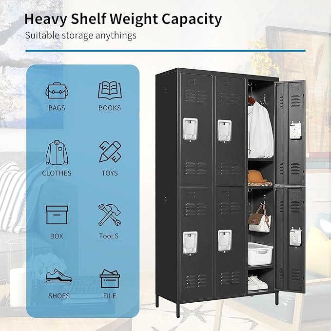 6 Doors Locker Storage Cabinet, Metal Locker - Image 5