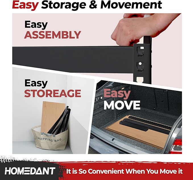 HOMEDANT 5 Tier Storage Shelves Adjustable Laminated Boltless Garage Metal - Image 6