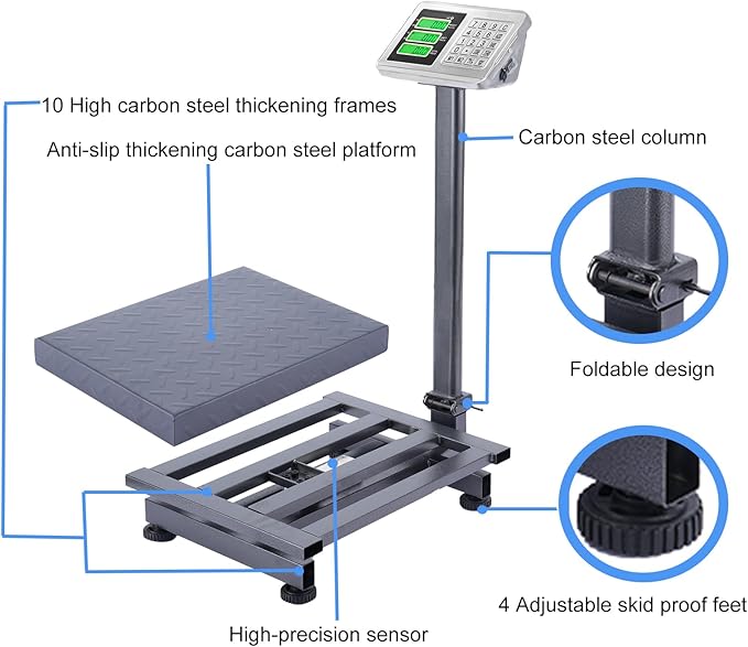 TUFFIOM 661lbs Electronic Industrial Commercial Platform Scale, Stainless Steel - Image 5