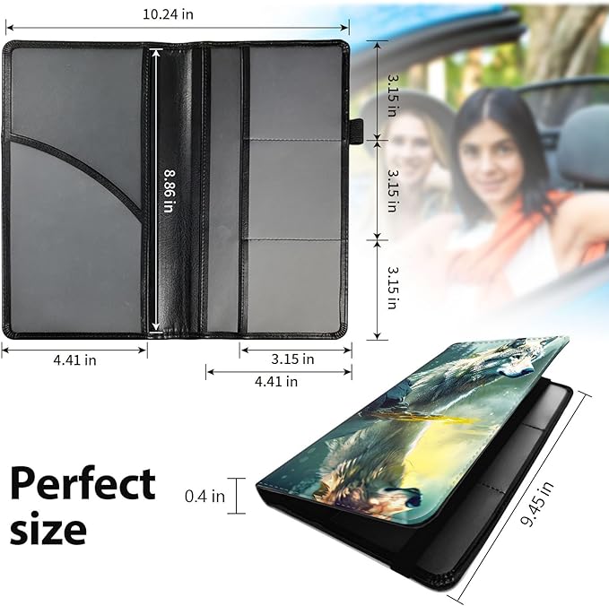 Car Registration & Insurance Holder, Leather Glove Box Organizer, Cool - Image 5