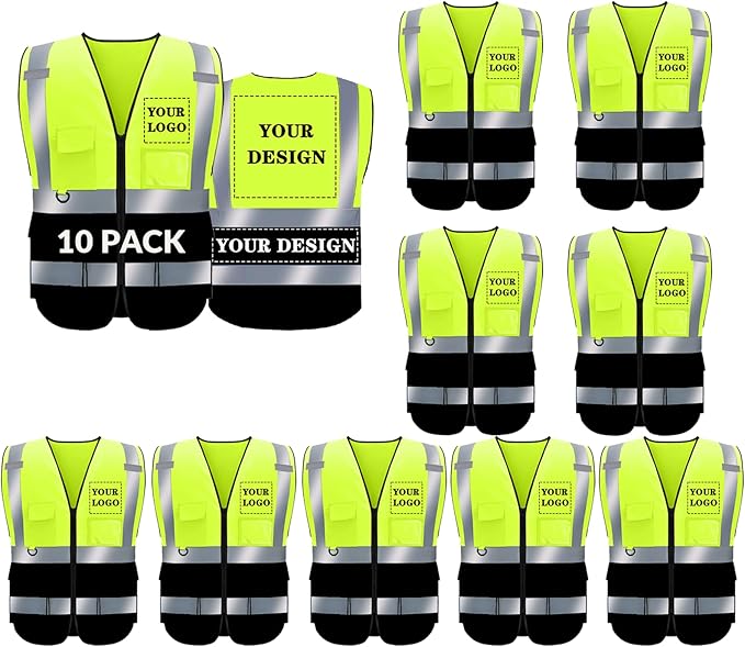 BeautyWill Custom Safety Vest Logo Class 2 High Visibility Reflevtive Vest by BeautyWill