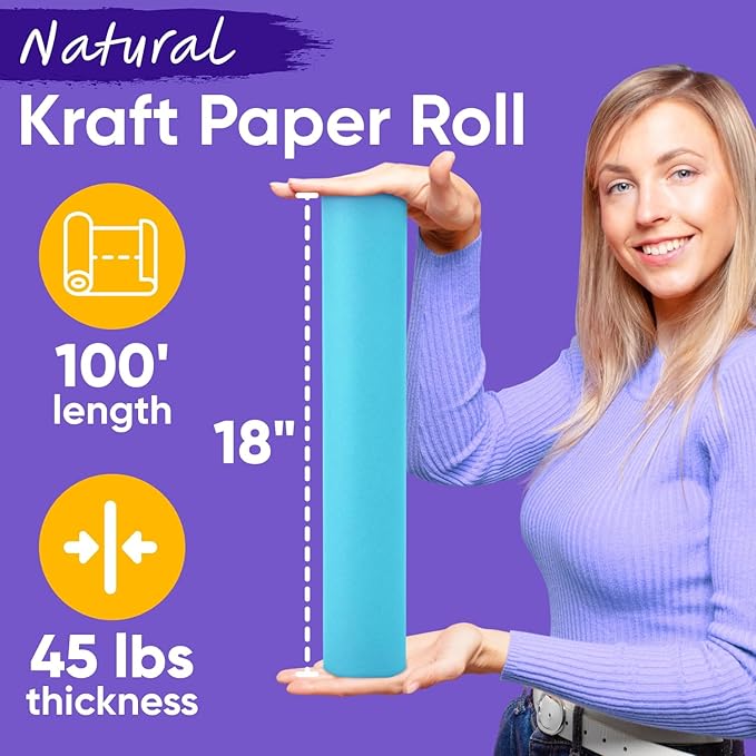 USA Made 18" x 1200" Light Blue Paper Roll, 45 lbs Thickness, American Quality - Image 2