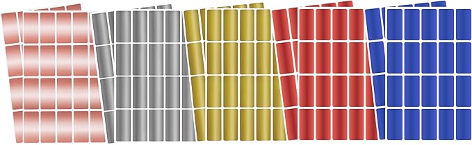 Small Label Stickers Rectangular Tags 1.57 inch x 0.75 inch in 5 Metallic Colors by RoyalGreen