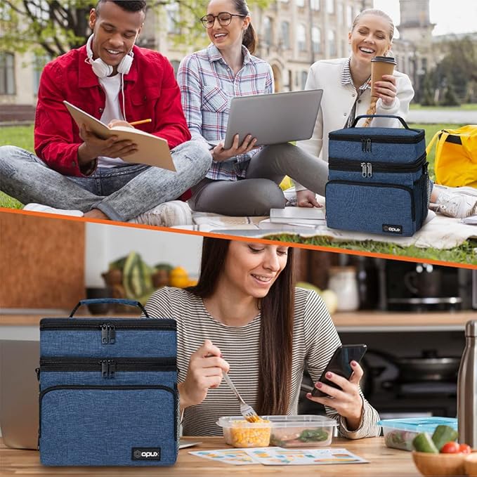 opux Insulated Lunch Bag for Men Women, Large Dual Compartment Cooler Bag - Image 8