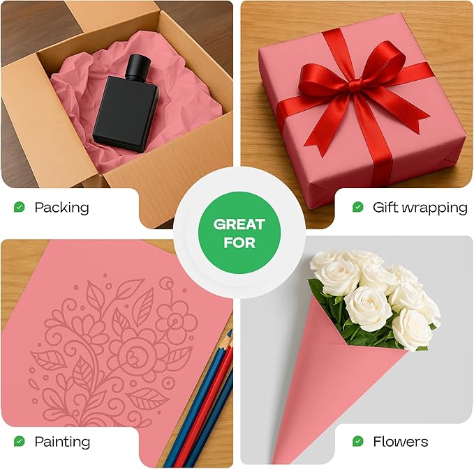12" x 1200" Pink Kraft Paper Roll - Image 6