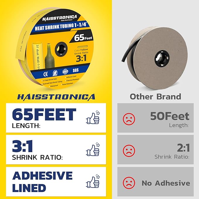 haisstronica 3:1 Heat Shrink Tubing, Shrink Ratio Adhesive Lined Marine Grade - Image 2