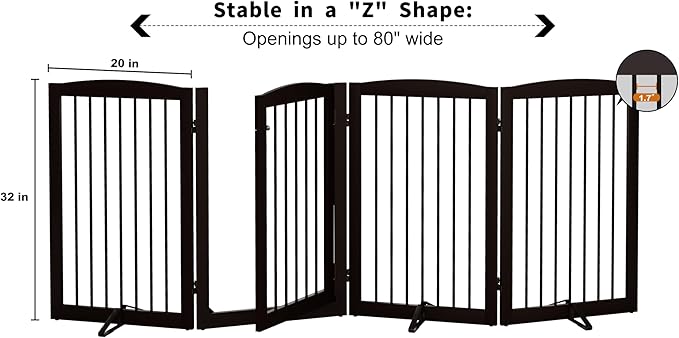 Freestanding Dog Gates with Door Walk Through, 80 inch Wide Gates Indoor - Image 6