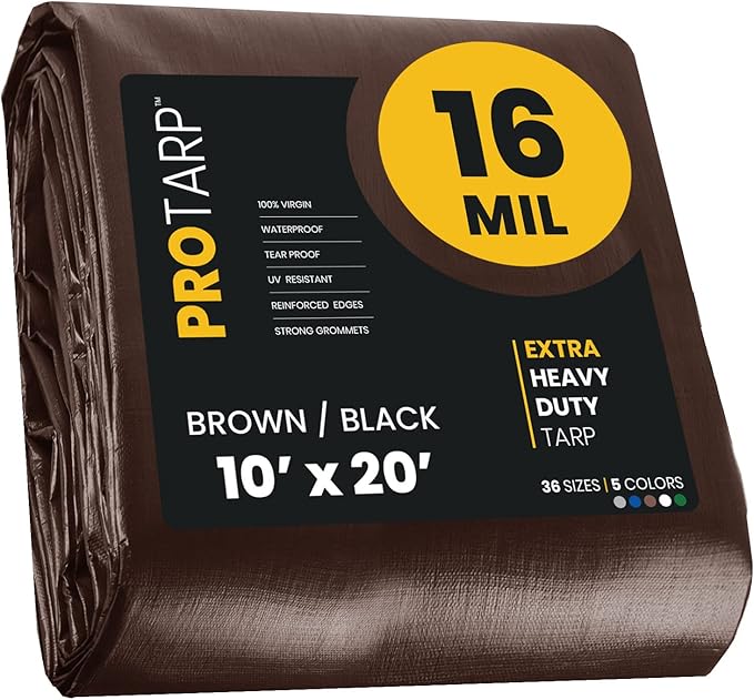 PROTARP Extra Heavy Duty 16 Mil Tarp Cover, Waterproof, UV Resistant, Rip and by Protarp