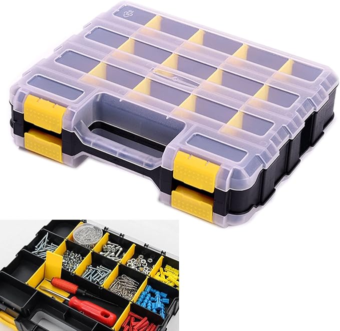 Tools Organizer Box Small Parts Storage Box 34-Compartment Double Side Hardware by AIDY-PRO
