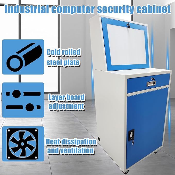 Industrial PC Enclosure Computer Security Cabinet Lockable Detachable Steel - Image 3