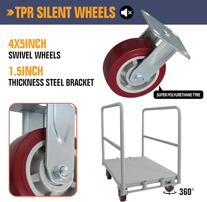 Platform Truck 2500LBS Capacity Industrial Flatbed Cart - Image 3