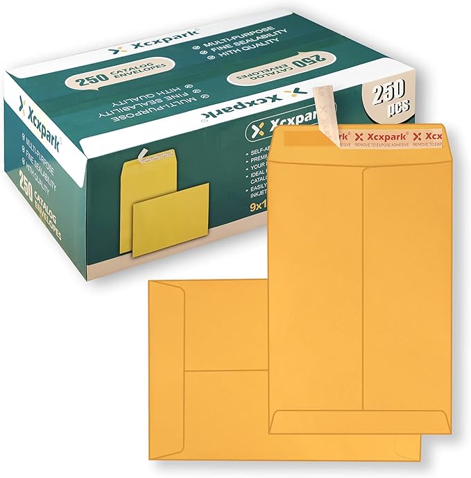 250 PCS 9x12 inches Security Catalog Envelopes Printable Self Seal Envelopes by Xxcxpark