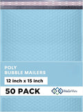 Light Blue Large Poly Bubble Mailers 12x15 inch | Self Seal Padded Envelopes by MAILERVIEW