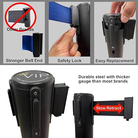 VIP Crowd Control Retractable Belt Queue Safety Stanchion Barrier Set - Image 4