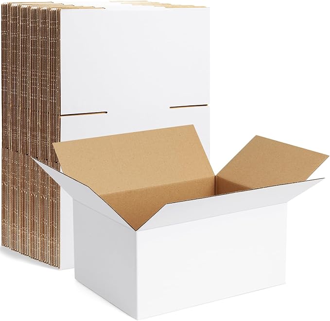 Famagic 10 Pack 8x6x4 Inch Small Shipping Boxes White Corrugated Cardboard by Famagic